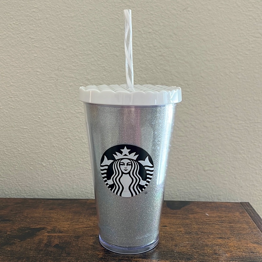 Starbucks Tumbler Silver White Coffee Travel Mug Bottle